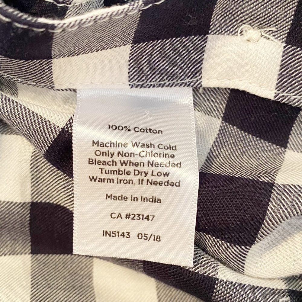 Talbots Long Sleeve Black & White Check Cotton Shirt Top - Medium - Picture 7 of 12